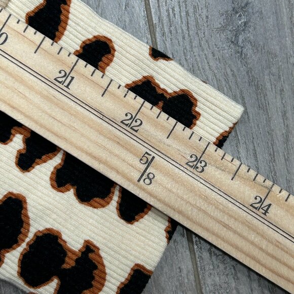 LNA Clothing Leopard Print Ribbed Long Sleeve Stretch Crewneck Top Size M - Picture 4 of 7